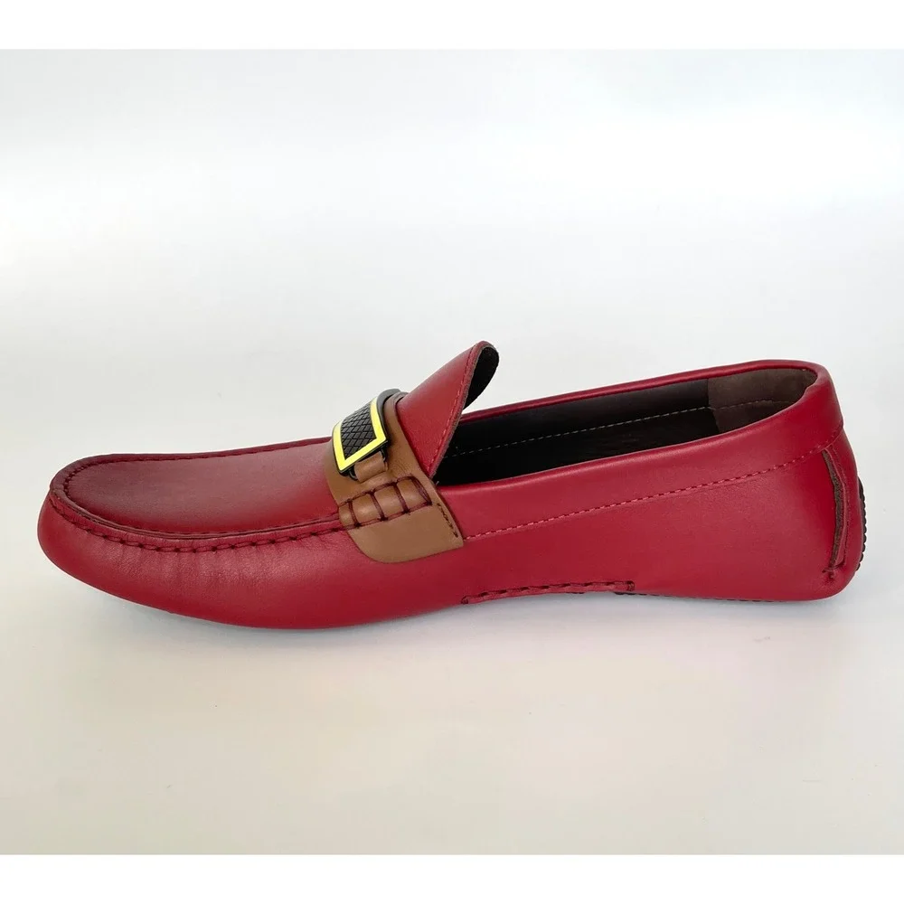 Bottega Veneta Men's Tennis Calf Leather Red Driver Shoe, 548292, sz‎ US9.5